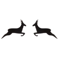 Detailed view of symmetric black deer-shaped stud earrings in a running pose - Deer-368 / Black