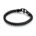 Pulsera de cadena de trigo en acero inoxidable negro con cierre de barra en T - 21.5cm / Negro