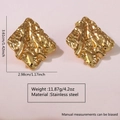 Irregular gold flower stud earrings in hammered stainless steel texture and vintage style - Geometric Hammered / Gold