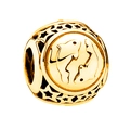 Golden hollow star charm with embossed Pisces dolphin design for DIY bracelets - Pisces / Gold