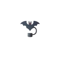 10mm black bat silicone straw cover with red eyes for Halloween party decoration - Black Flat Bat