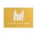 Yellow PVC entrance mat with white hi! welcome message and non-slip wire loop texture - Yellow (hi)