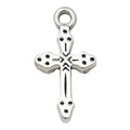 Vintage zilveren hart kruis legering hanger voor DIY oorbel en ketting sieraden - Kruis 10x21mm