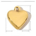 Detailed parameter diagram for heart pendant showing 13mm by 15mm dimensions in gold - Gold Thick Heart (YE628)