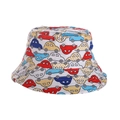 Dettaglio cappello pescatore per bambini con stampe di auto colorate su tela bianca - 52cm (2-6 Anni) / Stampa All-over Auto