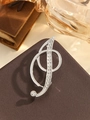 Elegant silver G clef music brooch with sparkling crystals on premium leather background - Silver Letter I