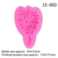 Pink rose bouquet silicone mold for fondant and clay with size dimension details - 1# Rose Bouquet / Pink