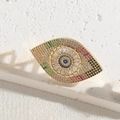 Spilla Occhio del Male dorata con zirconi multicolore e cristalli rettangolari - Anello Evil Eye Con Zirconi Multicolore
