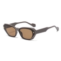 Dark taupe geometric hexagonal sunglasses with tea brown lenses and gold side accents - Coffee Frame Tea Lens