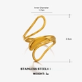 Anello aperto minimalista in acciaio dorato con struttura cava fluida e altezza 2,8 cm - Stile Linea / Oro
