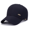 Men's navy blue baseball cap with mountain sports metal emblem and textured diamond weave - Mountain Label Navy Blue