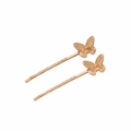 Coppia di eleganti fermagli per capelli a farfalla in metallo dorato con dettagli - Stile Farfalla Piccola (Coppia)-Oro