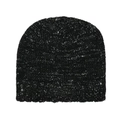 Macro shot of shimmering black sequins on the texture of a stylish knitted beanie - M (56-58cm) / Black