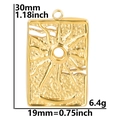 Detail view of gold sun pendant showing dimensions 30mm height and 19mm width measurements - Pendant Only / Gold