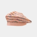 Détail du béret en maille multicolore avec texture laine rose et bordure côtelée - Taille unique / Rose