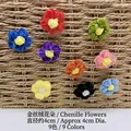 Handmade velvet crochet flower accessory in nine vibrant colors for DIY hair and bag decor - 4CM Diameter / Gold Velvet Random Colors