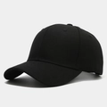 Detail of high-quality black cotton twill baseball cap with 6-panel structure and vent holes - Adjustable / Black