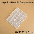 Macro detail of a 24-compartment PP plastic storage box with double buckle closures - Large Fixed 24 Compartments/26x21x3.5cm