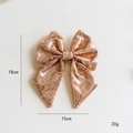 Fiocco di Natale glitterato oro rosa con paillettes, 18x15cm per decorazioni fai-da-te - Piccolo Champagne