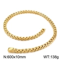 Detalle del collar de cadena de titanio dorado de 600mm con ancho de 10mm y parámetros - Collar / Collar Color Dorado (KN237978-KJX)