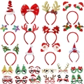 Christmas party accessory set with glitter antlers headbands and festive novelty glasses - 24PCS Large Set A
