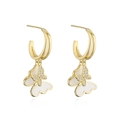 Luxe 18K vergulde koperen vlinder oorbellen met wit emaille en zirkonia accenten - Witte Vlinderstijl (41209) / Wit