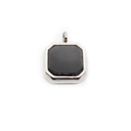 Geometric square black stone pendant with silver stainless steel box chain necklace - Silver/Black Agate (Pendant Only)