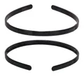 Glossy black 0.8cm wide plastic headband with interior teeth for a secure and comfortable fit - 0.8CM Flat Glossy Black F017