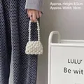 Mini handmade pearl woven handbag with handle, measures 10cm width and 8.5cm height - Exquisite Gradient Handheld Finished (8.5x10cm)
