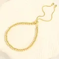 Minimalist 18K gold plated bead bracelet with adjustable sliding zircon charm - 4MM Bead Diameter