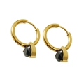 Orecchini in oro 18K con zircone nero a goccia e dettagli a cuore stile vintage - Stile a Cuore (ZYG334) / Nero