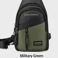 Men's casual chest bag in army green and black patchwork with adjustable strap - Style 1 / Army Green