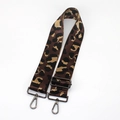 Detail of adjustable leopard print bag strap with gunmetal swivel lobster clasps - Coffee With Gunmetal Buckle