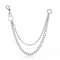 Punk Mehrlagige Silber-Metall-Hosenkette mit verstellbaren Karabinern und großem Ring - Silberne mehrlagige Hosenkette