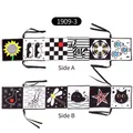Double-sided black and white high contrast baby cloth book with animal patterns and ties - Plants Sea Insects Animals Theme