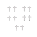 Makroaufnahme von 10 silbernen Vintage-Metallkreuzen mit zwei Löchern für DIY-Schmuck - 4#-Silber Einfaches Kreuz (10 Stk)