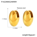 Gouden ovale titanium stalen oorbellen, 1,9 cm lengte, lichte 9g gepolijste sieraden - Goud (F1622 Goudkleur)