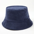 Detailed view of a navy blue corduroy bucket hat with a minimalist solid color design. - M(56-58cm) / Navy Blue