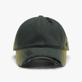 Vintage distressed dip-dyed baseball cap featuring washed fabric and ripped edge details - Green
