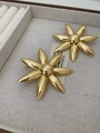 Elegant gold-finished flower earrings in a premium grey fabric jewelry gift box - Gold