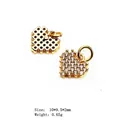 Golden heart charm pendant with micro-paved zircons and honeycomb hollow design - Style 15 Heart