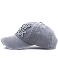 Detail of vintage washed gray baseball cap featuring premium New York 3D embroidery - L(58-60cm) / Gray