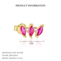 Boucles d'oreilles cœur en argent sterling 925 avec zircons roses et blancs de style français - Argent 925 / Couleur Or / 3-Zirconia Unique (E4838)