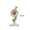 18k gold sunflower pendant with red and clear zircons, 2.2cm height jewelry accessory - D9015JC Flower
