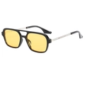 Lunettes de soleil pilote rétro avec monture noire, verres jaunes et branches en métal - Monture Noire Verres Jaunes