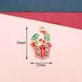 Christmas Santa Claus sitting on red gift box enamel alloy pendant with DIY loop - Santa on Gift Box