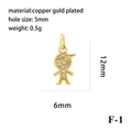 Macro view of a 12mm gold plated copper boy pendant with cubic zirconia and 5mm hole - Gold Boy Head (P05812-F-1)