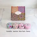 Four-piece scented soy candle gift set with floral and mandala patterned tin cans - Ethnic Style B (Camellia/Jasmine/Peony/Mon Paris)
