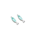 Zilveren vis hangers met blauw en wit gestreepte emaille voor DIY sieraden maken - 5x18.5mm / Staal/Lichtblauw