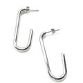 Sleek silver stainless steel pin-shaped earrings in a minimalist geometric U-design - 2.0 Geometric U-shaped Rectangular Style (MS-075/Steel)
